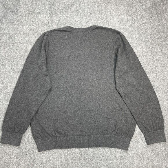 LL Bean Cotton Cashmere Sweater Mens Size Large Long Sleeve V Neck Dark Gray - Picture 2 of 7